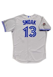 2015 Justin Smoak Toronto Blue Jays Game-Used Road Jersey