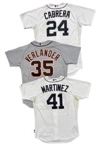 2015 Justin Verlander, Miguel Cabrera & Victor Martinez Detroit Tigers Game-Issued Jerseys