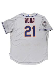 2015 Lucas Duda NY Mets World Series Game-Used Road Jersey