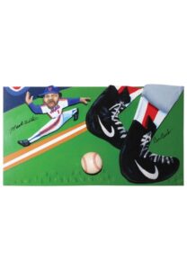 2015 Mookie Wilson & Bill Buckner Autographed “It Gets By Buckner” Original 3-D Oil Painting by Steve Sax