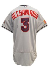 2016 Adeiny Hechavarria Miami Marlins Game-Used & Autographed “4th Of July” Road Jersey, Cleats & Batting Gloves