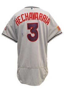 2016 Adeiny Hechavarria Miami Marlins Game-Used & Autographed “4th Of July” Road Jersey, Cleats & Batting Gloves