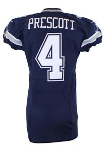 2016 Dak Prescott Dallas Cowboys Game-Issued Rookie Blue Jersey