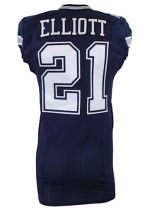 2016 Ezekiel Elliott Dallas Cowboys Game-Issued Rookie Blue Jersey