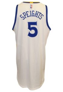 2016 Marreese Speights Golden State Warriors Playoffs Game-Used Home Jersey (NBA LOA • 73-9 Season)