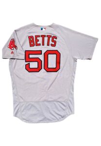 2016 Mookie Betts Boston Red Sox Game-Used 5 Home Run Road Jersey