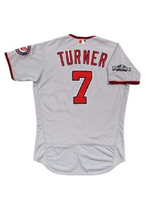 2016 Trea Turner Washington Nationals Postseason Game-Used Road Jersey