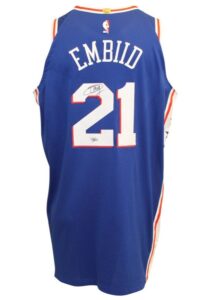 2017-18 Joel Embiid Philadelphia 76ers Game-Used & Autographed Home Jersey (JSA • Fanatics LOA • Hal Greer Patch)