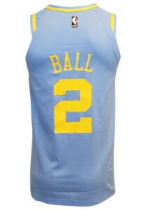 2017-18 Lonzo Ball Los Angeles Lakers Game-Used TBTC Jersey 