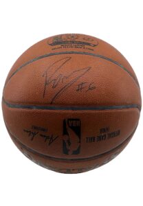 2017-18 NY Knicks Game-Used Basketball Autographed By Kristaps Porzingis