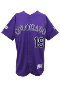 2017 Charlie Blackmon Colorado Rockies Game-Used & Autographed Purple Alternate Jersey