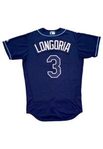 2017 Evan Longoria Tampa Bay Rays Game-Used Home Jersey