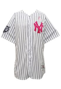 2017 Gary Sanchez New York Yankees Mothers Day & Derek Jeter Day Game-Used Home Jersey