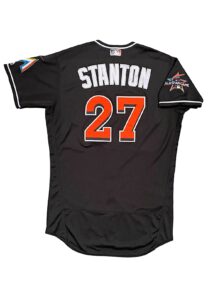 2017 Giancarlo Stanton Miami Marlins Game-Used Four Home Run Jersey