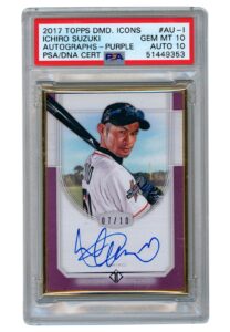 2017 Ichiro Suzuki Autographed Topps DMD. ICONS PSA GEM MT 10 AUTO 10