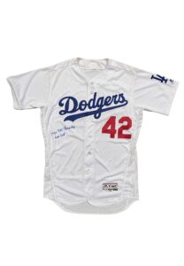 2017 Kike Hernandez LA Dodgers Jackie Robinson Day Game-Used & Signed Home Jersey