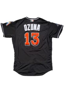 2017 Marcell Ozuna Miami Marlins Game-Used & Autographed Jersey