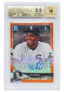 2018 Bowman Luis Robert Prospect Autographs Chrome Orange Shimmer Refractor #CPALR