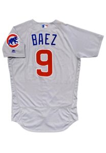 2018 Javier Baez Chicago Cubs Game-Used 12 Home Runs Road Jersey