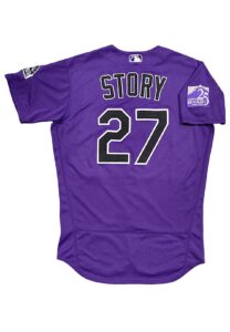 2018 Trevor Story Colorado Rockies Game-Used 7 Home Run Alternate Jersey