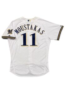 2019 Mike Moustakas Milwaukee Brewers Game-Used 5 Home Run Jersey