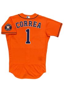 2020 Carlos Correa Houston Astros Postseason Game-Used 4 Home Runs Jersey