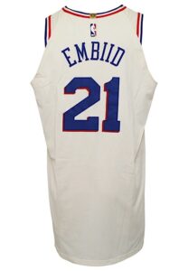 3/16/2018 Joel Embiid Philadelphia 76ers Game-Used “Cream City” Jersey