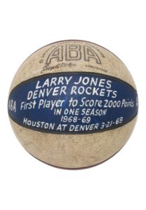 3/21/1969 Larry Jones Denver Rockets ABA Game-Used Basketball – First Player To Score 2,000 Points In One Season