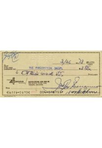 3/26/1973 Joe Bonanno Signed Check