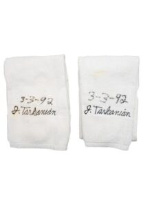 3/3/1992 Jerry Tarkanian UNLV Game-Used & Autographed Towels – Final Game UNLV Bench Bitten Towels