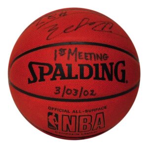 3/3/2002 Mengke Bateer & Zhizhi Wang First Meeting Game-Used & Autographed Basketball