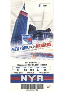 3/30/04 Mark Messier NY Rangers Final Game Ticket