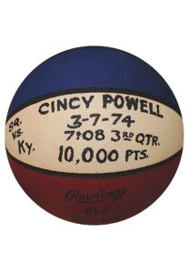 3/7/74 Cincy Powell 10,000th Point ABA Game-Used Basketball