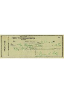 3/8/1952 Ty Cobb Signed Personal Check