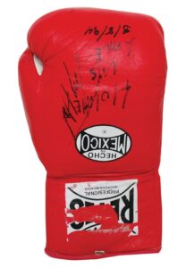 3/8/1994 Larry Holmes Fight Worn & Autographed Single Glove vs. Garing Lane