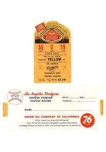 4/10/1962 Los Angeles Dodgers Vs. Cincinnati Reds Ticket Stub & Original Envelope