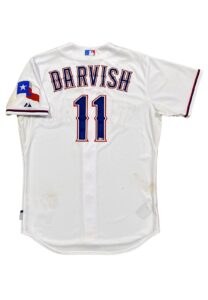 4/11/2014 Yu Darvish Texas Rangers Game-Used Home Jersey