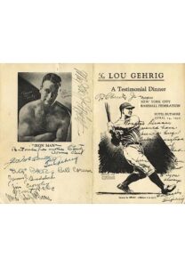 4/14/1935 Lou Gehrig Twice Autographed Dinner Testimonial Program