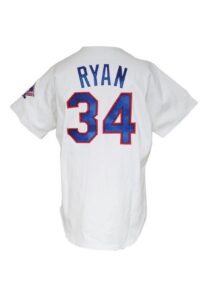 4/14/1993 Nolan Ryan Texas Rangers Game-Used & Autographed Home Jersey