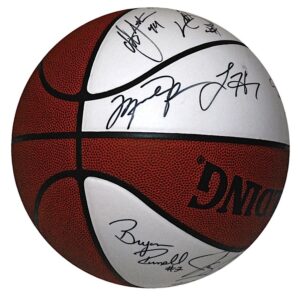 4/14/2003 Washington Wizards Team Autographed Basketball with Michael Jordan to Commemorate His Last Game