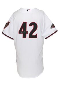 4/15/11 Arizona Diamondbacks Jackie Robinson Day Worn & Autographed Home Jersey Attributed to Manager Kirk Gibson