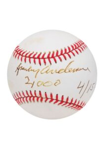 4/15/1993 Sparky Anderson Game-Used & Autographed Baseball From His 2,000th Managerial Win