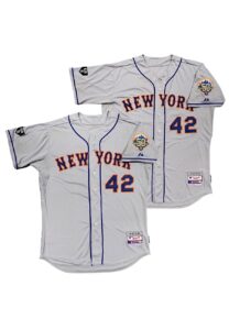 4/15/2012 Ike Davis & Kirk Nieuwenhuis NY Mets Game-Used Jackie Robinson Day Road Jerseys