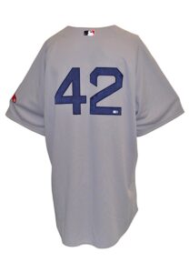 4/16/2013 Jon Lester Boston Red Sox No. 42 Jackie Robinson Day Bench-Worn Road Jersey