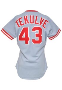 4/17/1989 Kent Tekulve Cincinnati Reds Game-Used & Autographed Road Jersey