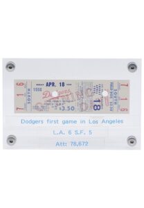 4/18/1958 Los Angeles Dodgers vs. San Francisco Giants Full Ticket