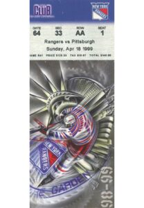 4/18/99 Wayne Gretzky NY Rangers Final Game Ticket Stub