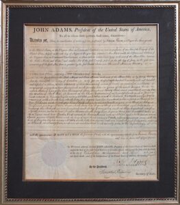 4/19/1800 Framed President John Adams Signed Land Grant