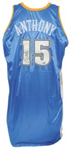 4/21/2004 Carmelo Anthony Rookie Denver Nuggets Game-Used & Autographed Playoff Road Jersey (Equipment Manager LOA) (JSA)