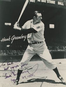 4/24/1950 Hank Greenberg Vintage Autographed Photograph